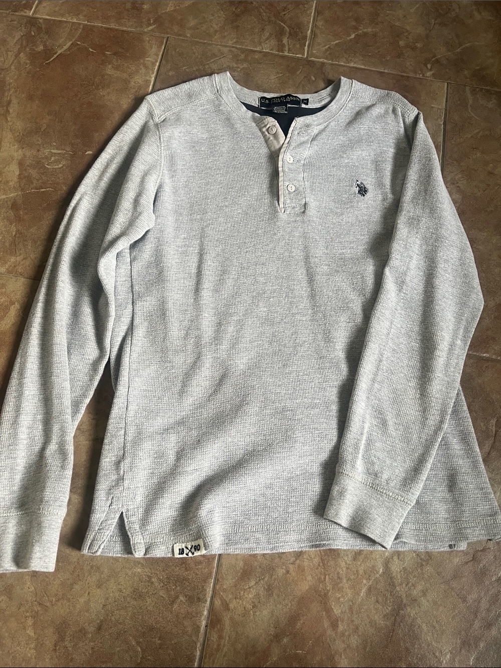 U.S. Polo Assn. Men's Light Gray Long Sleeve Henley